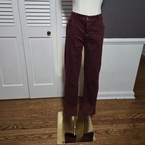 Joe's Jeans Deep Red Pants With Frey Bottoms